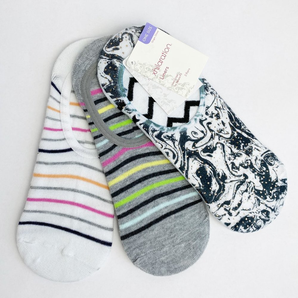 Women's Liner Socks heel grips Marble Printed